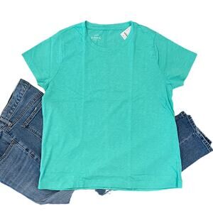 NWT J. Crew Neon Aqua Girlfriend Crewneck Tee - SIZE XL